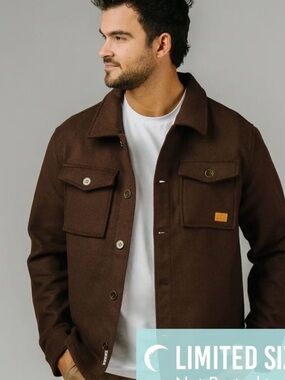 ZYIA Men's Dark Brown Shirt Jacket with Chest Pockets